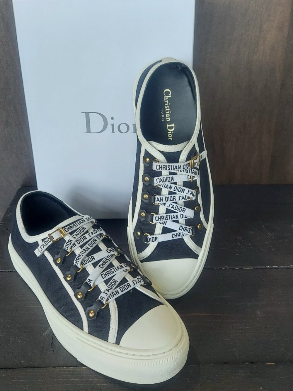 Christian Dior Walk'N'Dior Black Canvas Low Top Sneaker 41 US 11